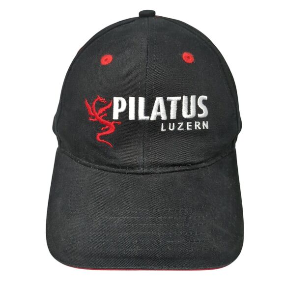 Pilatus Luzern Slideback Hat Black One Size Adjustable Embroidered Cotton - Picture 1 of 9